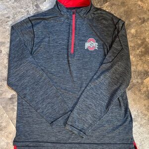 Varsity Gray and Red Long Sleeve Tee